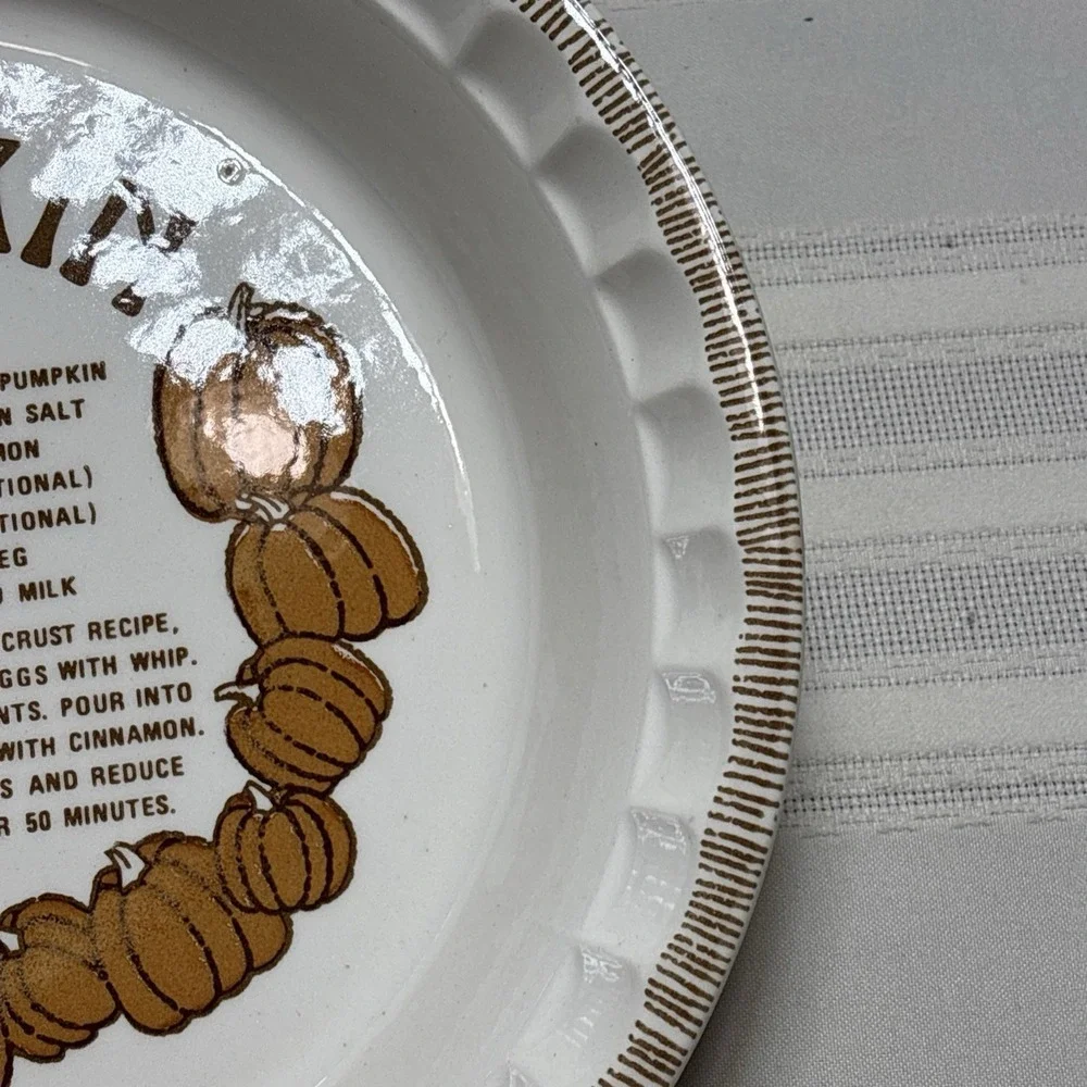 Vintage 1983 Royal China Country Harvest Pumpkin Pie Recipe Baking Dish - USA